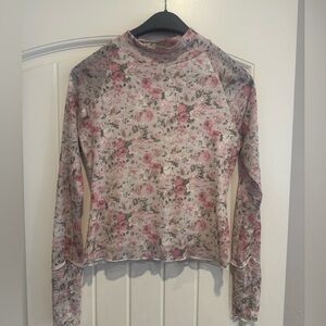 Shop Stevie Floral Long Sleeve Top - Pink and Cream